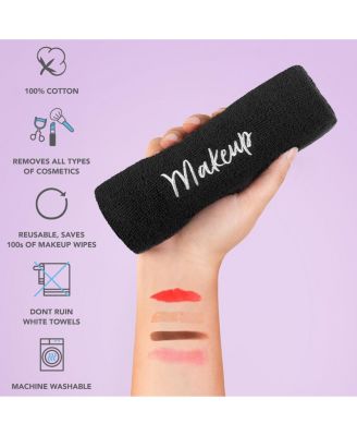 Host & Home Cotton Makeup Removal Fingertip Towel (Pack of 6), Embroidered, 11x17, Black