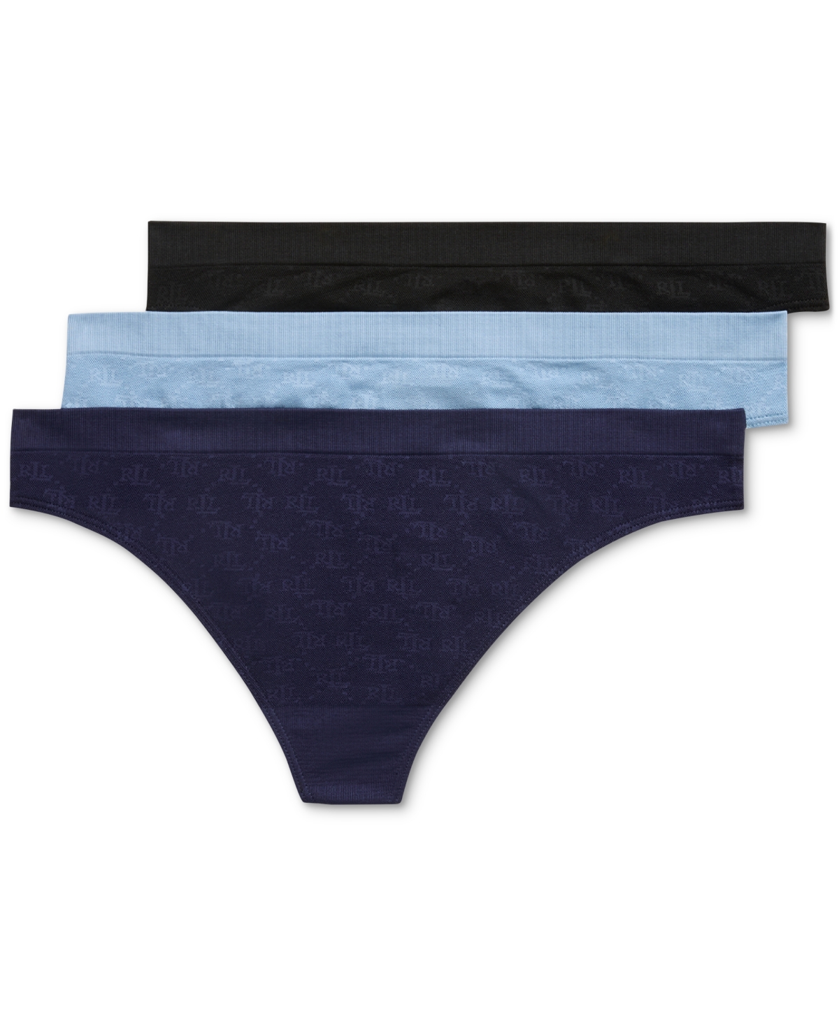 Shop Lauren Ralph Lauren Monogram Mesh Jacquard Thong 3-pack Underwear, 4l0184 In Mixed Dark