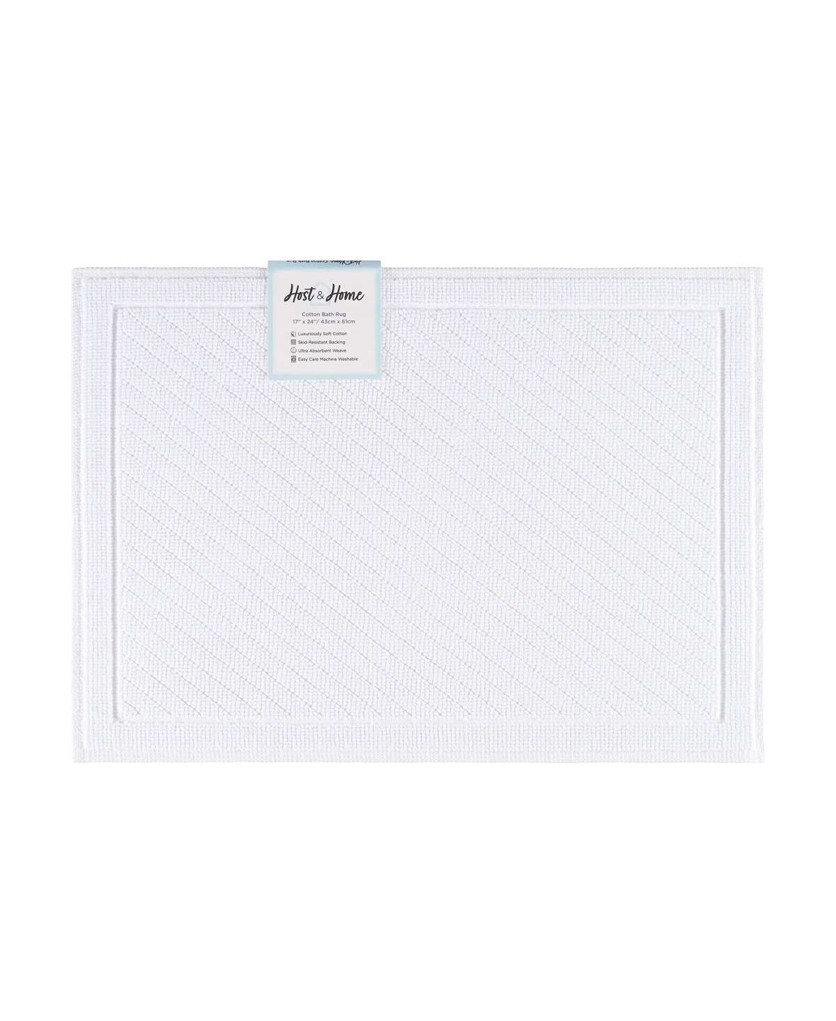Host & Home Cotton Bath Rug, Stylish Textured Woven Design, Slip Resistant Backing, 5 Color Options, 17x24