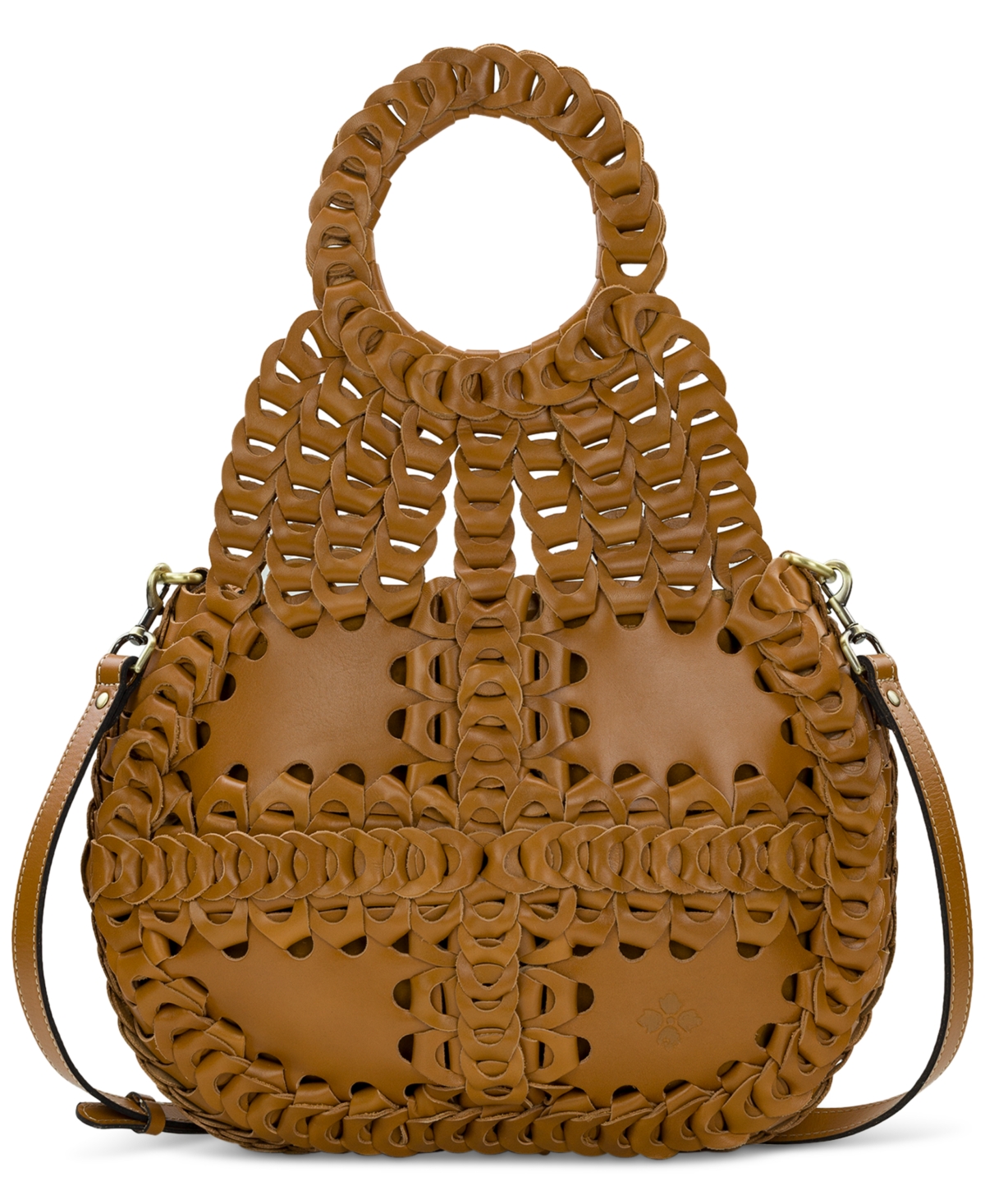 Shop Patricia Nash Pisticci Chainlink Leather Shoulder Bag In Hazelnut