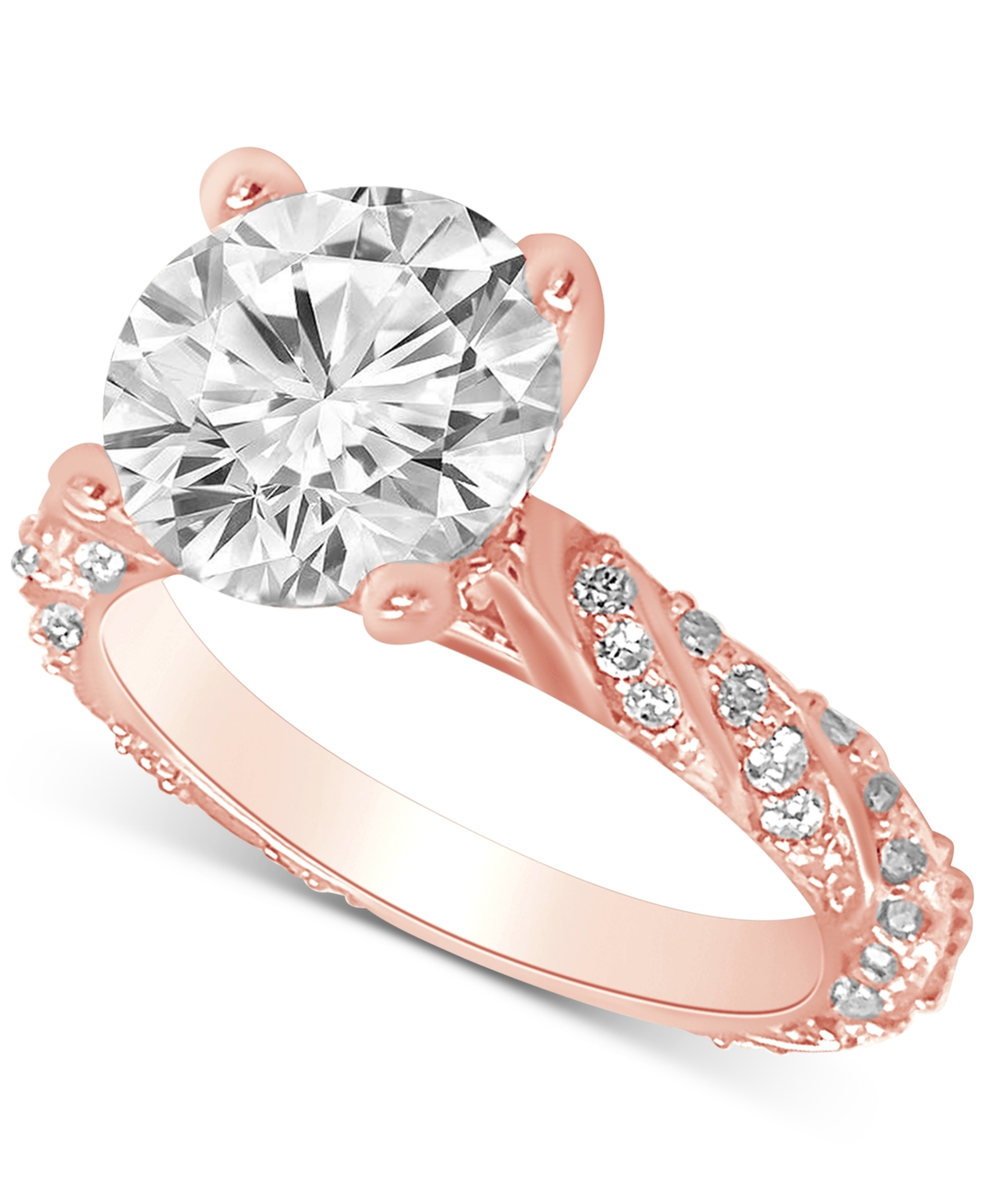 Shop Badgley Mischka Certified Lab Grown Diamond Solitaire Twist Engagement Ring (3-1/2 Ct. T.w.) In 14k Gold In Rose Gold