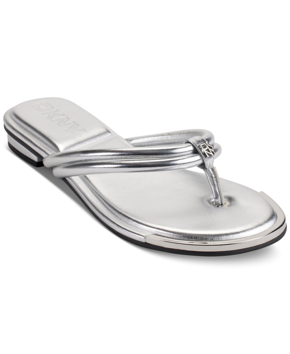 Shop Dkny Clemmie Slip On Thong Flip Flop Sandals In Silver
