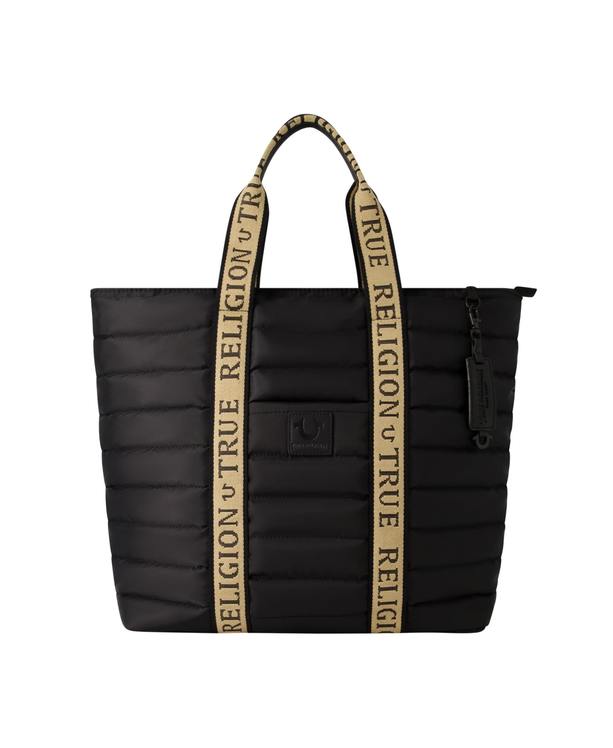 Nylon Solid Quilted Tote - Black