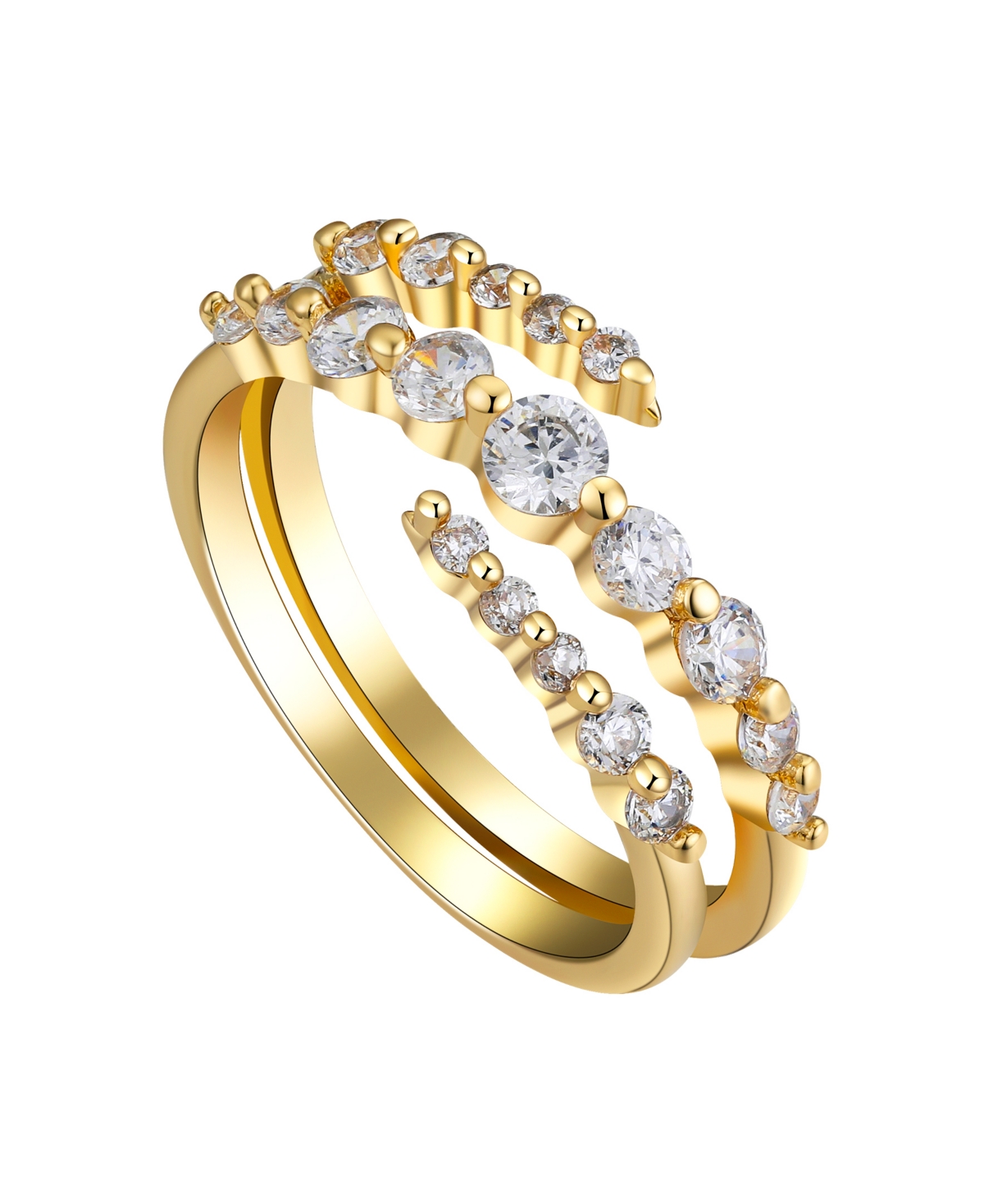 Cubic Zirconia Spiral Ring - Gold