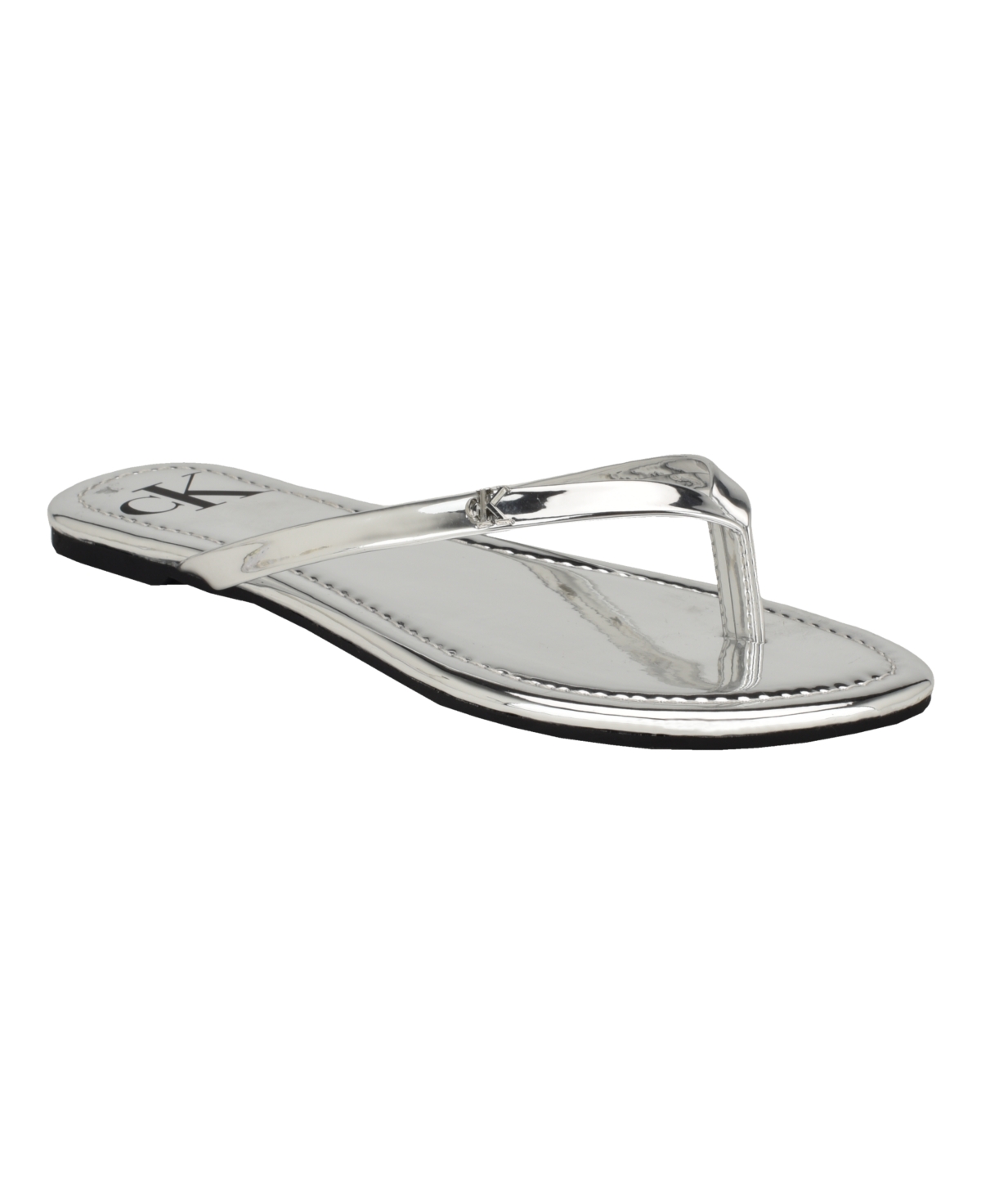 Shop Calvin Klein Women's Crude Casual Slide-on Flat Sandals In Silver