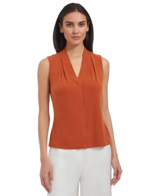 Calvin Klein - Petite Solid V-Neck Sleeveless Top