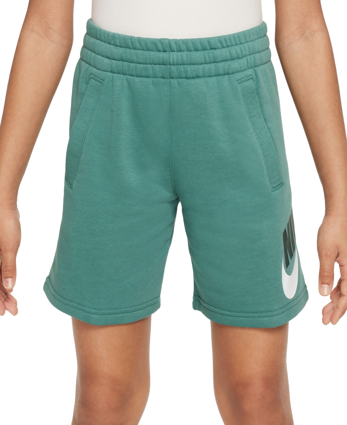Shop Nike Big Kids Sportswear Club Fleece Logo-print French Terry Shorts In Bicoastal