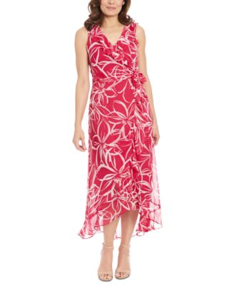 London Times - Petite Floral-Print Ruffled Maxi Dress