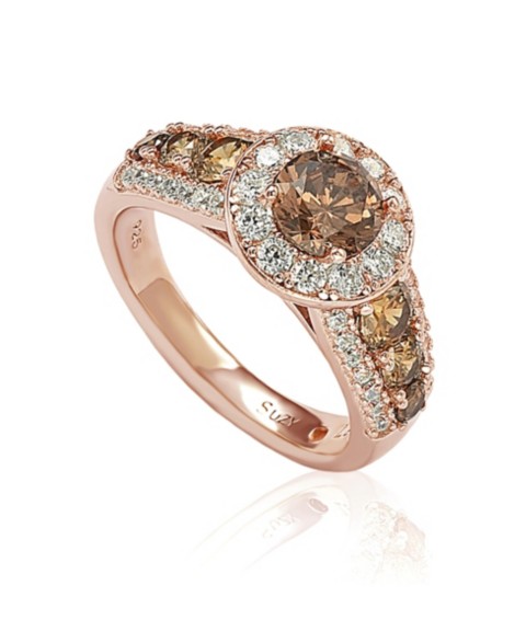 Украшения Suzy Levian New York Suzy Levian Bridal Sterling Silver Cubic Zirconia Center Stone Ring