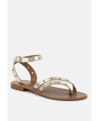 OPRAH Womens Studs Embellished Flat Sandals