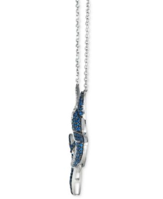 Denim Ombr&eacute; Sapphire (2-3/4 ct. t.w.), White Sapphire (1-1/8 ct. t.w.) & Chocolate Diamond Accent Swordfish 17-1/2" Pendant Necklace in 14k White Gold