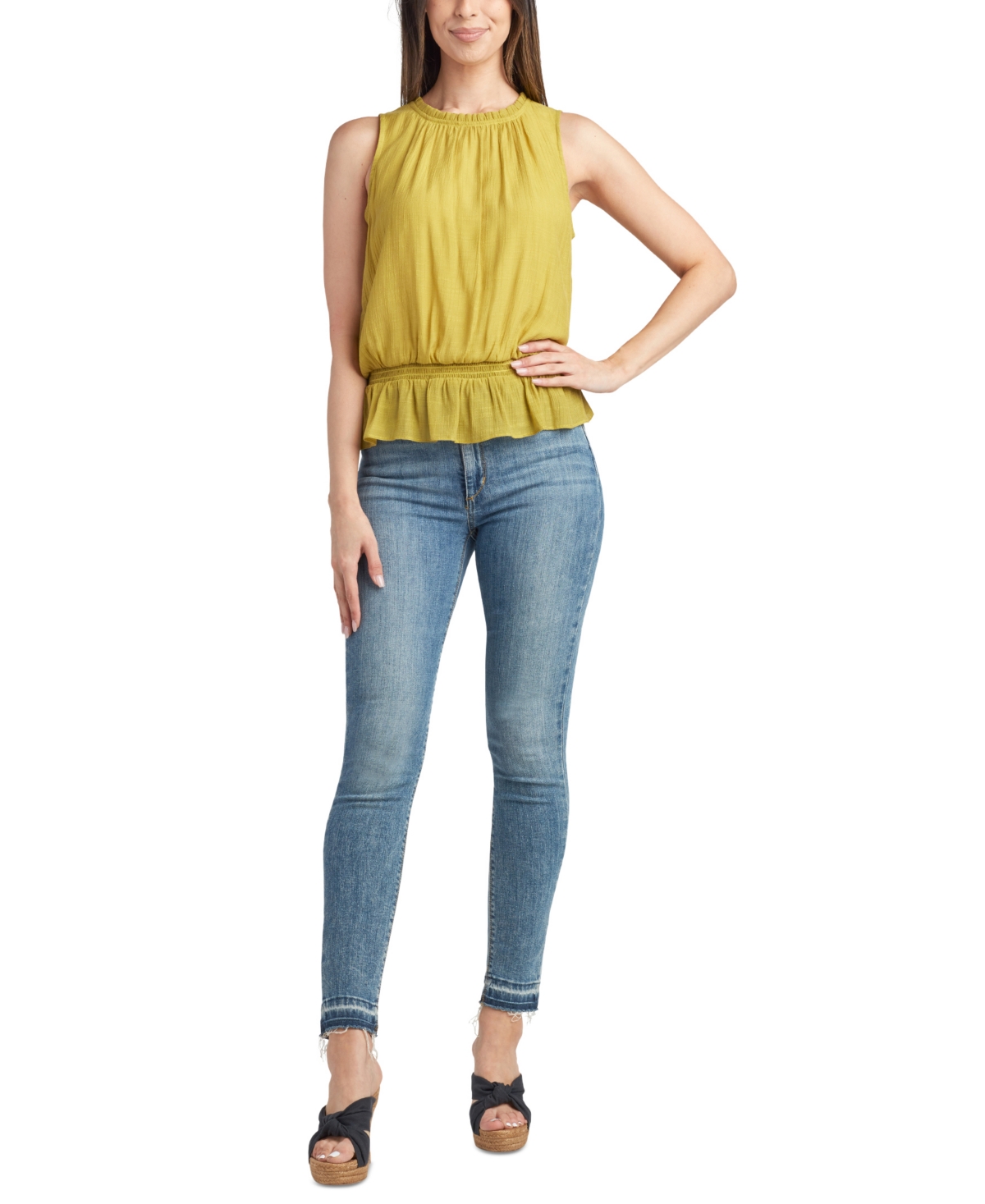 Bcx Junior's Sleeveless Smocked Peplum Top