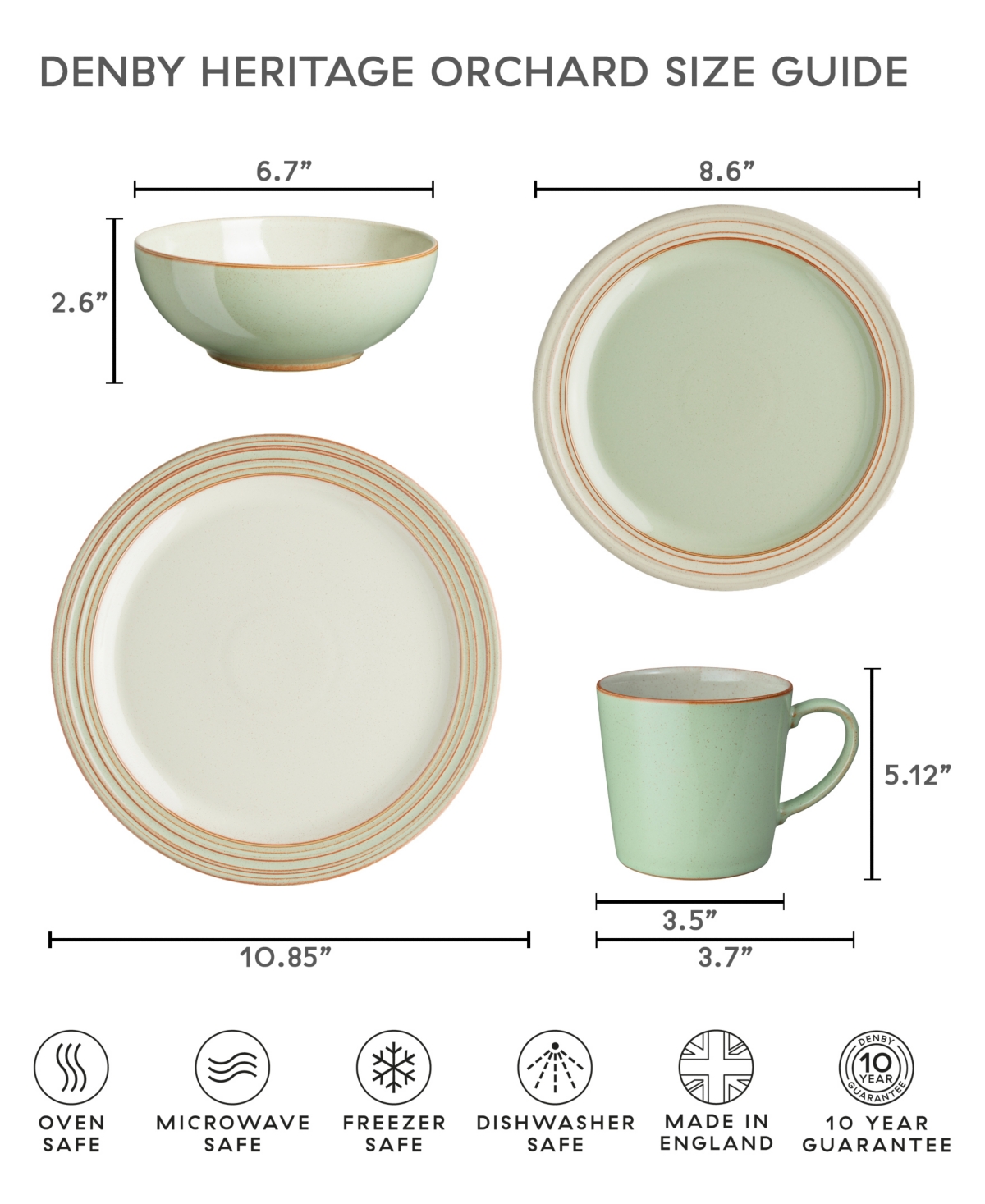 Denby Heritage Orchard 4 Pc Set-new Heritage Mug In Light Gree