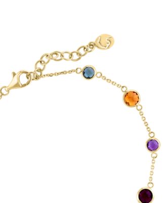 EFFY&reg; Multi-Gemstone (3-1/3 ct. t.w.) & Turquoise Bezel Set Link Bracelet in 14k Gold