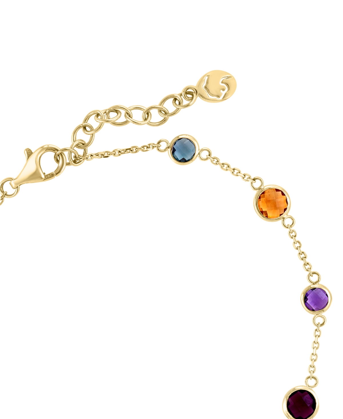 Effy Collection Effy Multi-gemstone (3-1/3 Ct. T.w.) & Turquoise Bezel Set Link Bracelet In 14k Gold In Yellow Gol