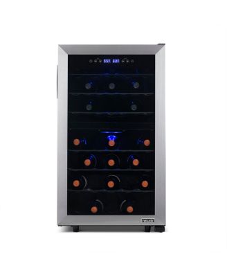 Freestanding 43 Bottle Dual Zone Compressor Wine Fridge in Stainless Steel, Adjustable Racks and Exterior Digital Thermostat