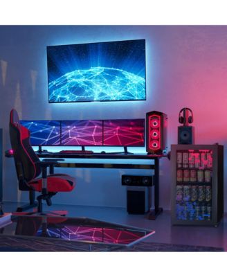 Prismatic Series 126 Can Beverage Refrigerator with RGB HexaColor LED Lights, Gaming Fridge, Mini Fridge for Game Room, Party Festive Holiday Fridge with Remote Control and Adjustable Shelves for Beer, Soda or Other Beverages / Drinks