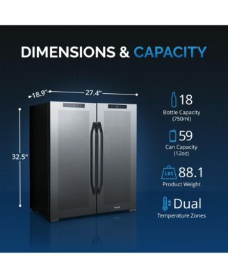 Shadow Series Wine Cooler Refrigerator 18 Bottles & 59 Cans Dual Temperature Zones in Black