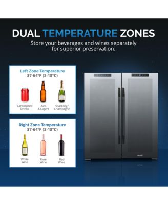 Shadow Series Wine Cooler Refrigerator 18 Bottles & 59 Cans Dual Temperature Zones in Black