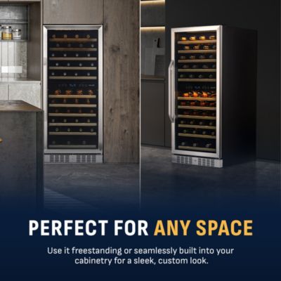 27" Built-in 116 Bottle Dual Zone Compressor Wine Fridge in Stainless Steel, Quiet Operation with Smooth Rolling Shelves