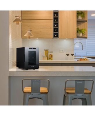 Shadow-T Series Wine Cooler Refrigerator, 6 Bottle Countertop Mirrored Compact Wine Cellar with Triple-Layer Tempered Glass Door, Vibration-Free & Ultra-Quiet Thermoelectric Cooling for Reds, Whites, and Sparkling Wine, Mini Wine Fridge