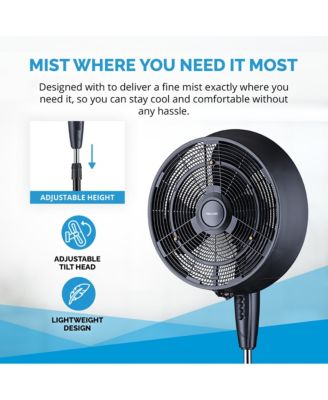 Outdoor Misting Fan and Pedestal Fan in Black, Cools 500 sq. ft. with 3 Fan Speeds and Wide-Angle Oscillation