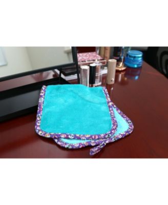 Decorative Microfiber Makeup Remover Cloths (Pack of 5, Design Options), Soft Coral Fleece Reusable Makeup Towels with a Travel Bag, Facial Wash Cloth for Bathroom, 7.5 x 15.5 in.