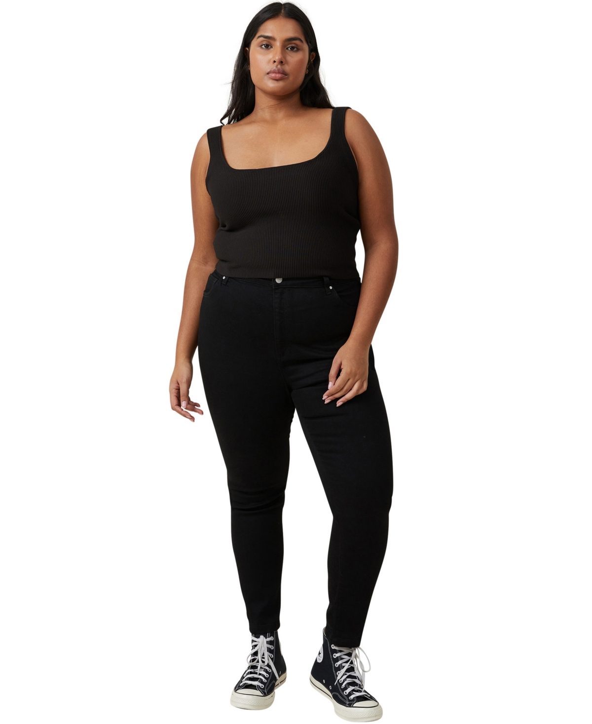 Shop Cotton On Women's Curvy High Stretch Skinny Jean In Black