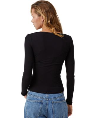 売れ筋商品|||スタイルアンドコー カットソー トップス レディース Women's Cotton Long-Sleeve Scoop-Neck Top, Created for Macy's Deep Black COTTON ON Women's Staple Rib Scoop Neck Long Sleeve Top - Macy's
