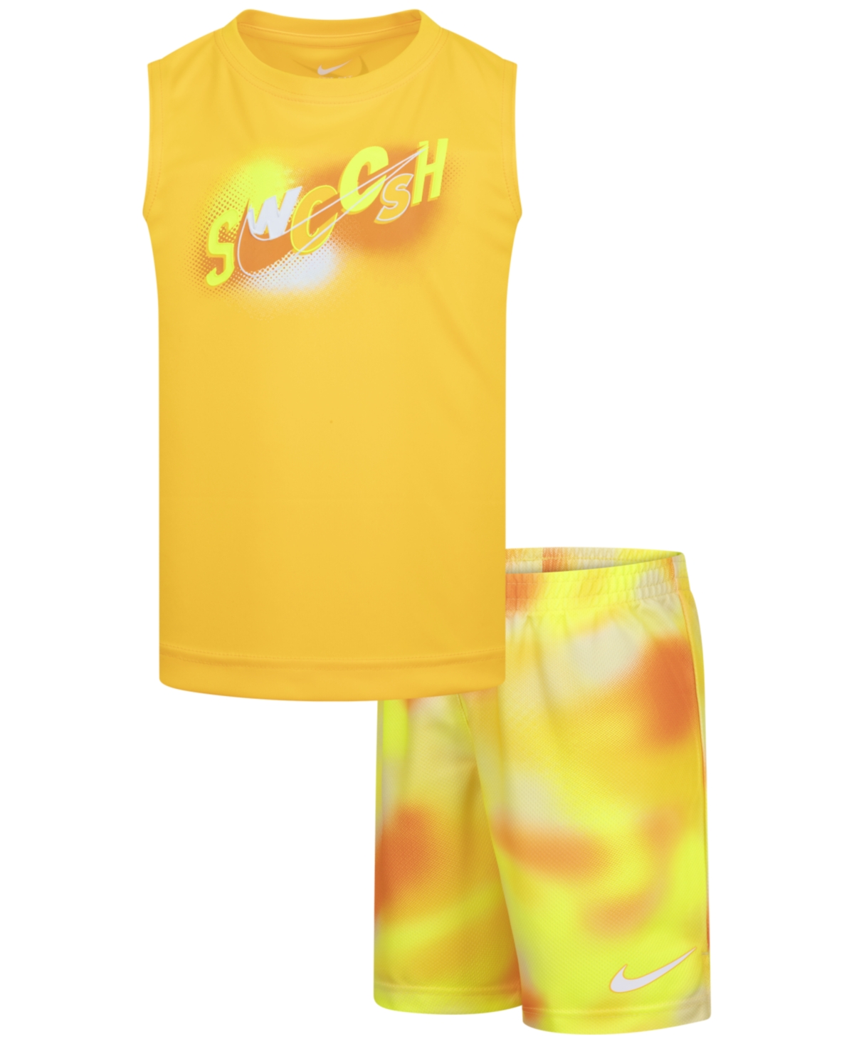 Shop Nike Little Boys Hazy Rays Tank Top & Printed Mesh Shorts, 2 Piece Set In Nelaser O