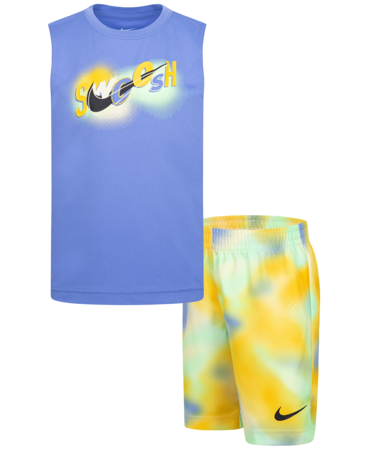 Shop Nike Little Boys Hazy Rays Tank Top & Printed Mesh Shorts, 2 Piece Set In Wzcoconut