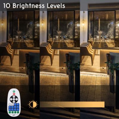 50FT Remote Control AC 110V IP65 Waterproof Cuttable Dimmable Flexible DIY DEL-D50W Warm White Neon Rope Lights