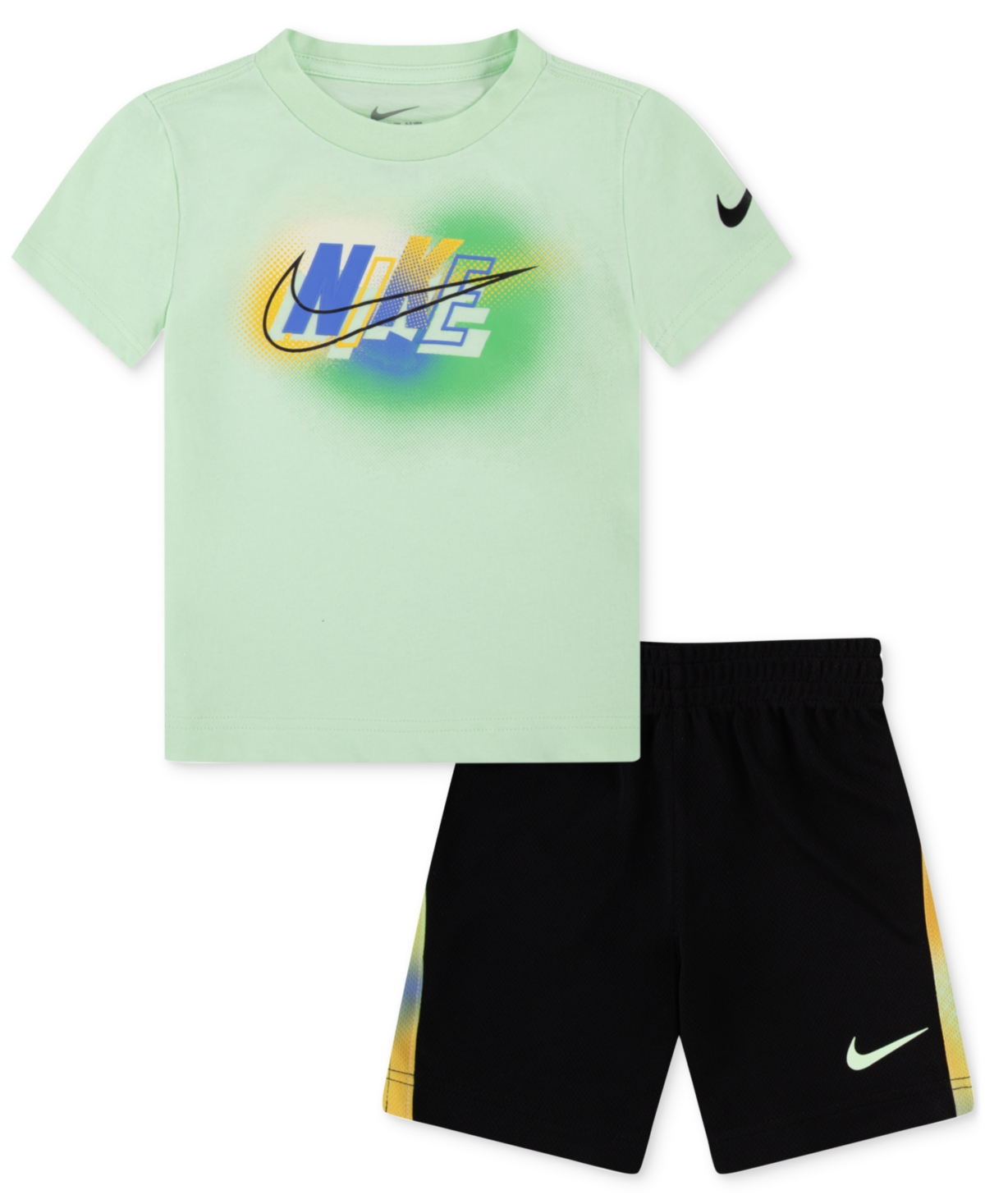 Shop Nike Toddler Boys Hazy Rays Graphic T-shirt & Mesh Shorts, 2 Piece Set In Black