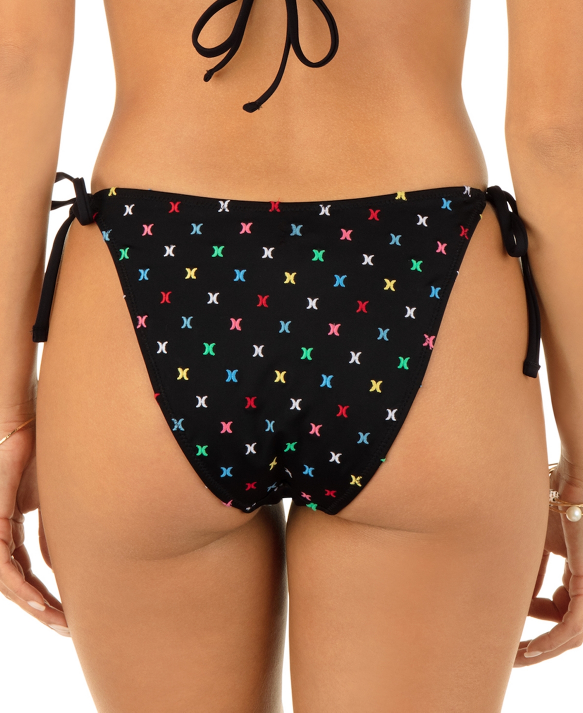 Shop Hurley Juniors' Icon Logo Cheeky Bikini Bottoms In Black