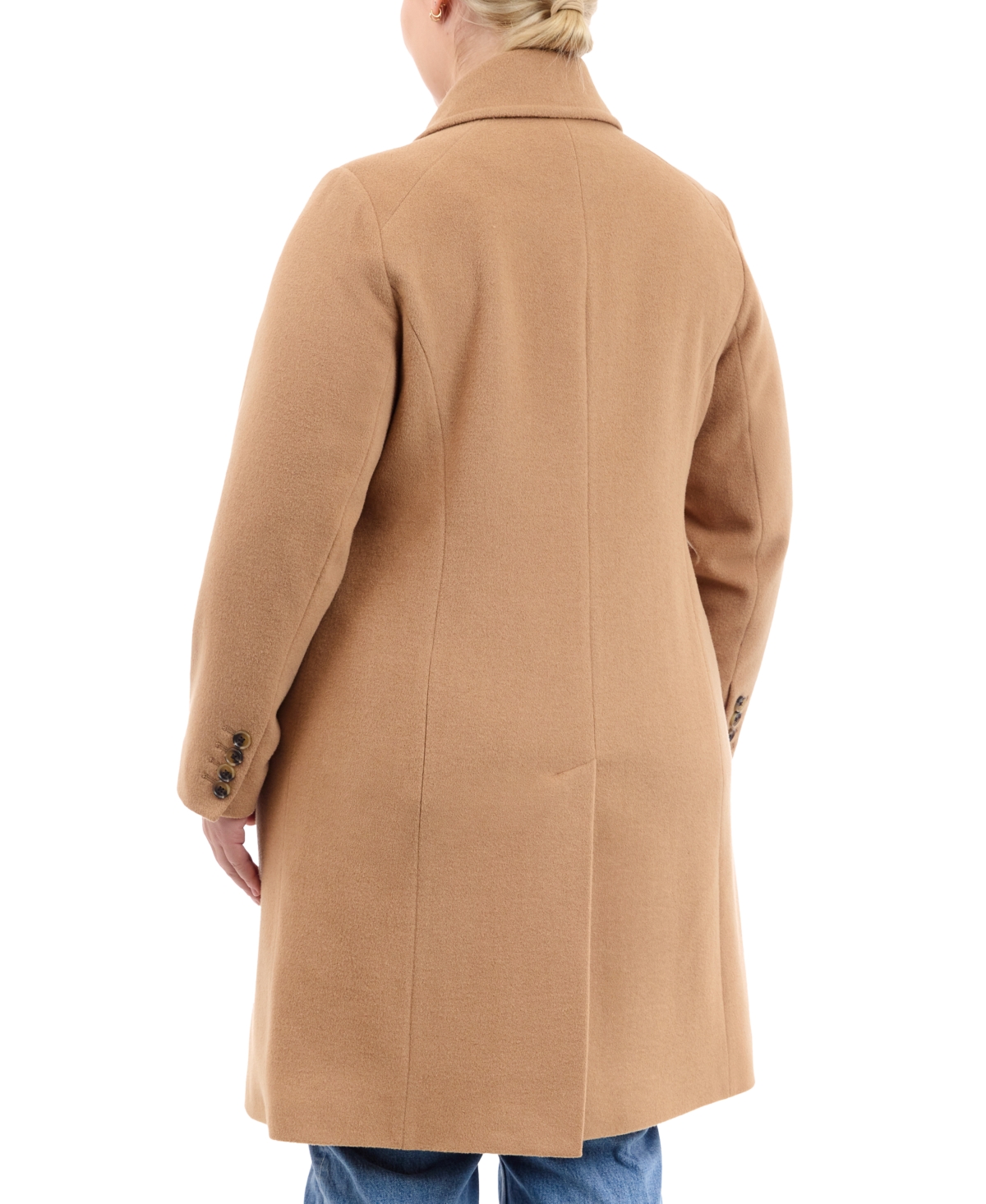 Anne Klein Plus Size Single-Breasted Walker Coat, Created for Macy's
