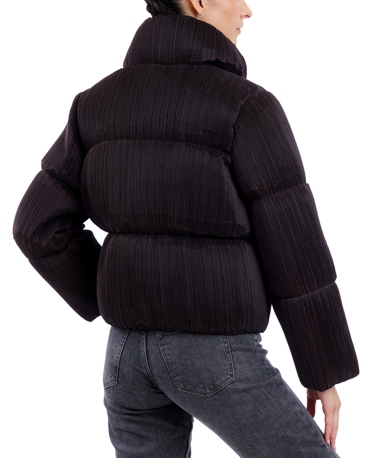 Anne Klein Women's Pleated Stand-Collar Puffer Coat