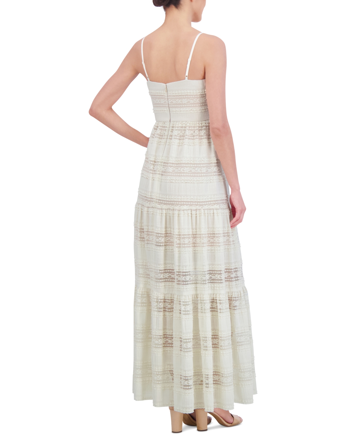 Shop Eliza J Women's Lace Tiered Maxi Dress In Ivory