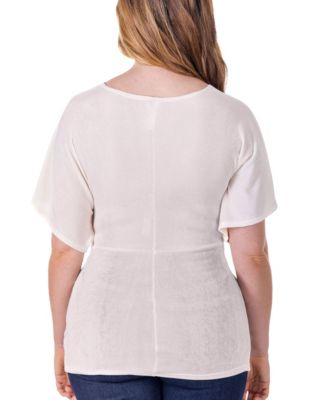 V Neck Knot Front Kimono Sleeve Top