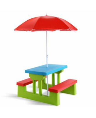 Kids Picnic Folding Table and Bench with Umbrella