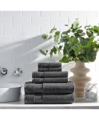 600 GSM Ringspun Cotton Hand Towels, 6-Pack, 16&amp;#x22; x 28&amp;#x22; with Striped Dobby Border