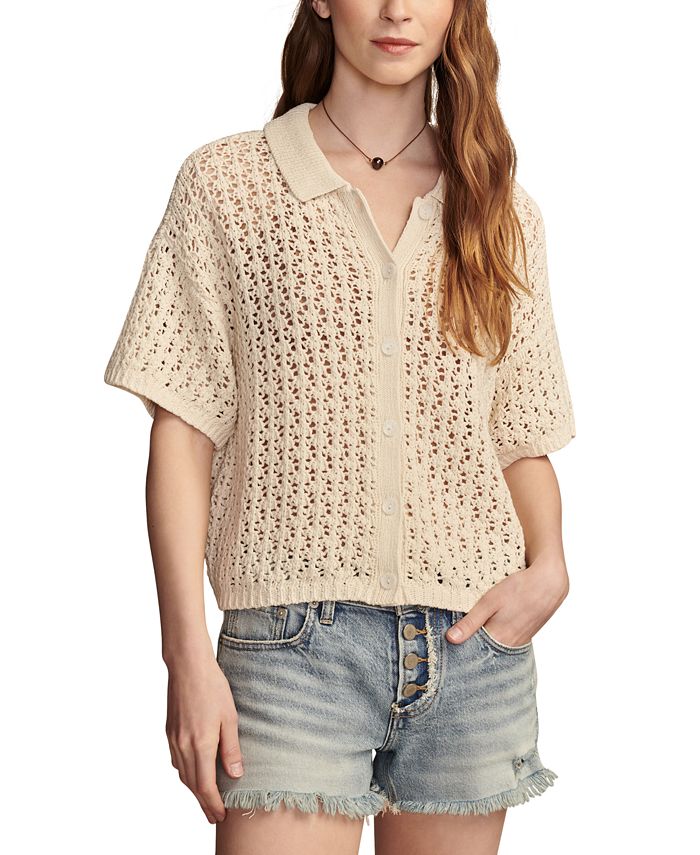 Lucky Brand Women #39 s Cotton Pointelle Camp Shirt Macy #39 s Lucky Brand Women #39 s Cotton Pointelle Camp Shirt Macy #39 s