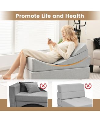 4-in-1 Convertible Folding Sofa Bed with High-Density Foam-Grey