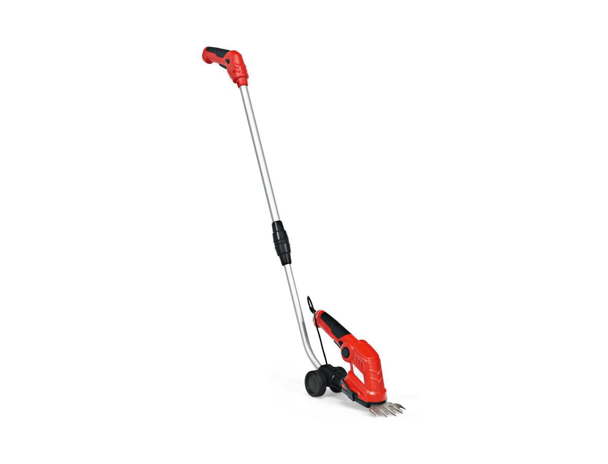 7.2V Cordless Grass Shear with Extension Handle and Rechargeable Battery - Red, Black