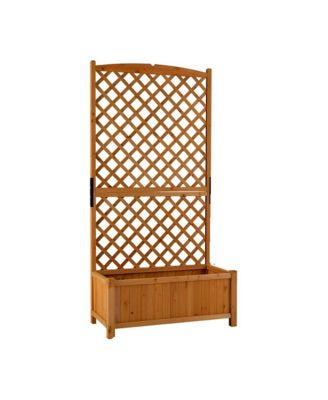 Planter Raised Bed with Trellis for Plant Flower Climbing-Orange