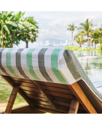 Cabo Cabana Chaise Lounge Chair Covers (2 Pack), Striped Color Options, Soft Cotton, 30x85 in. with 8" Fitted Pocked for Beach Chair