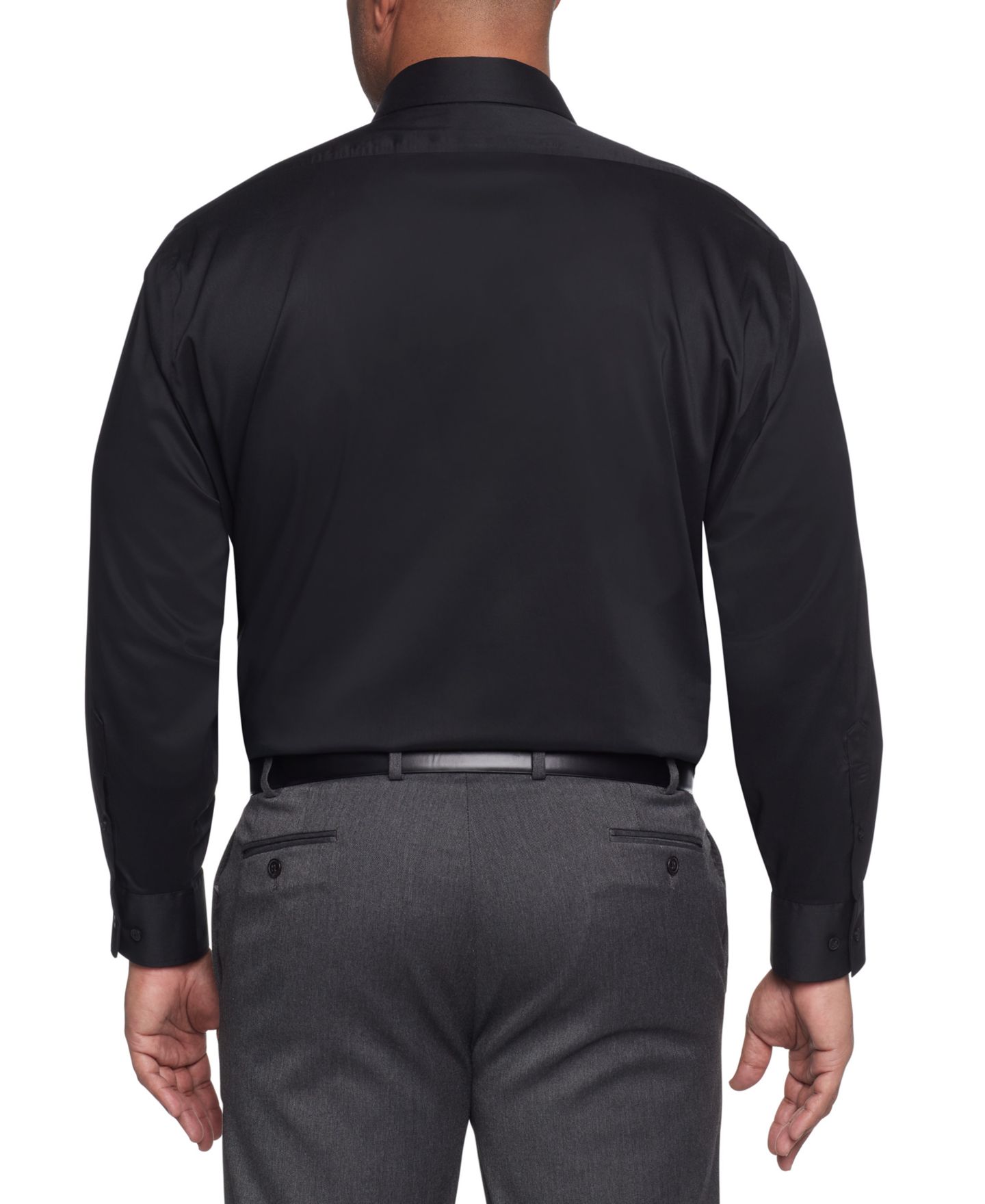 Мужская рубашка Van Heusen Big & Tall Ultra Wrinkle Free Solid Dress Shirt, цвет: Чёрный — фото 2