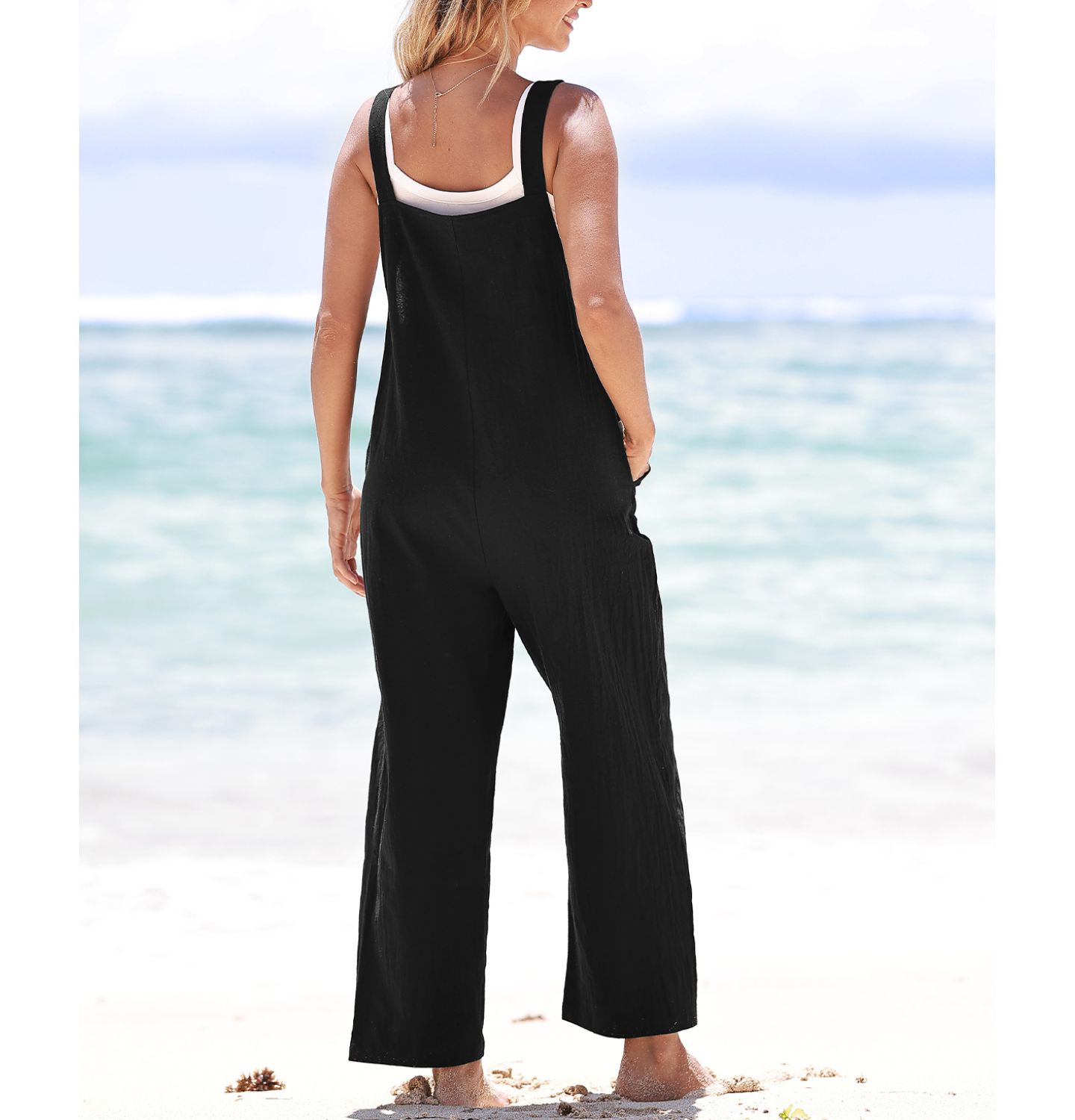 Женский комбинезон Cupshe Raven Tapered Pinafore Jumpsuit, цвет: Чёрный — фото 2