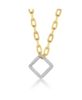 Genevive 14k Gold-plated Elegant Chain With Glitterings Triangle Sterling Silver Pendant Necklace Cubic Zirconia - Gold