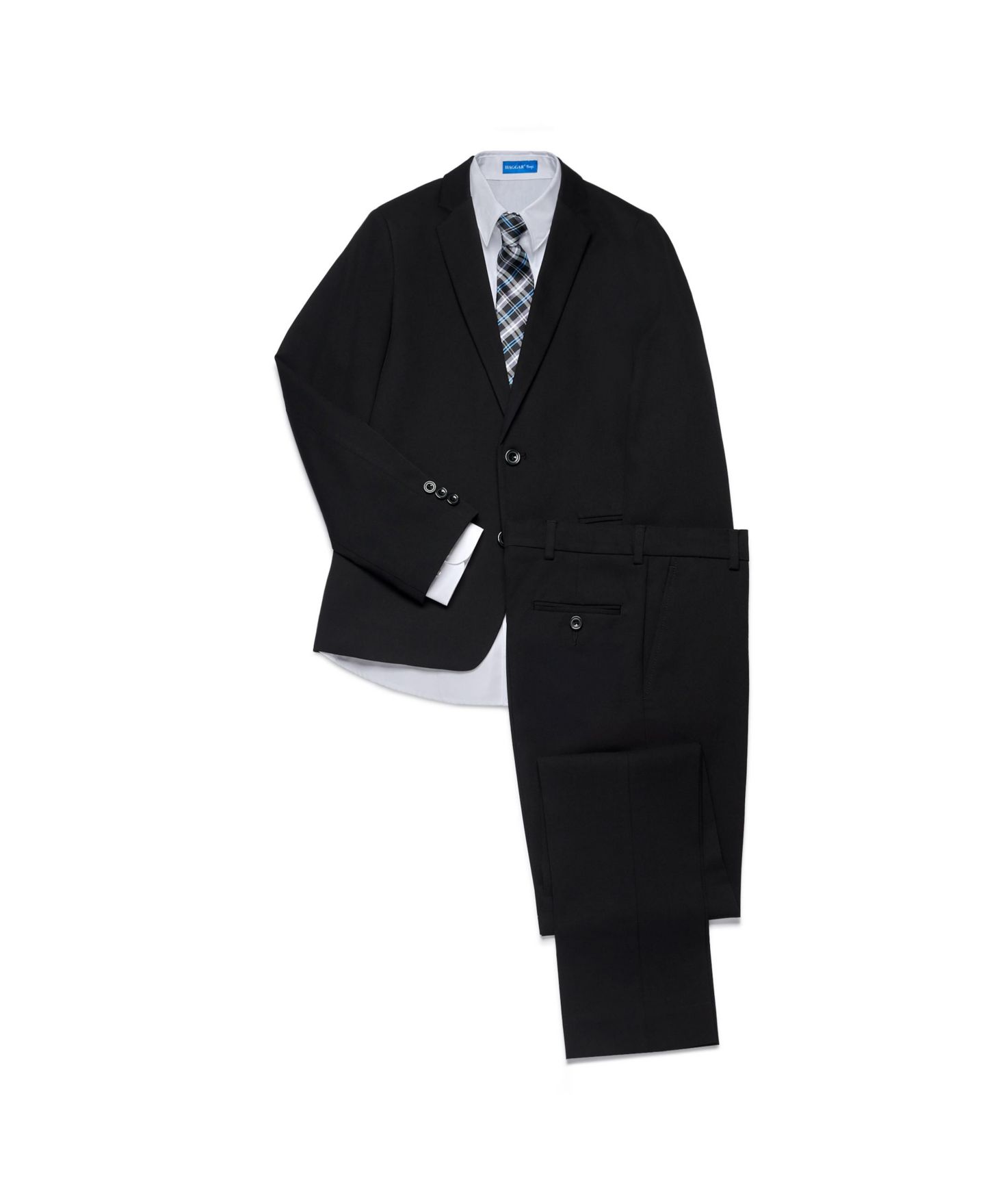 Комплекты Haggar SmartWash Suit Jacket, Pant, Shirt and Tie, 4-Piece Set для мальчиков, цвет: Чёрный / Белый — фото 9