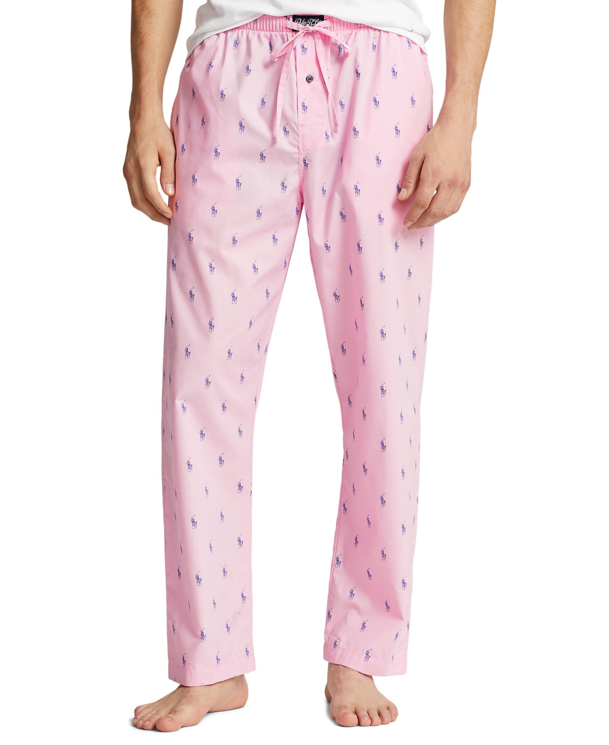Shop Polo Ralph Lauren Men's Cotton Printed Pajama Pants In Carmel Pnk,hertiage Royal Aopp